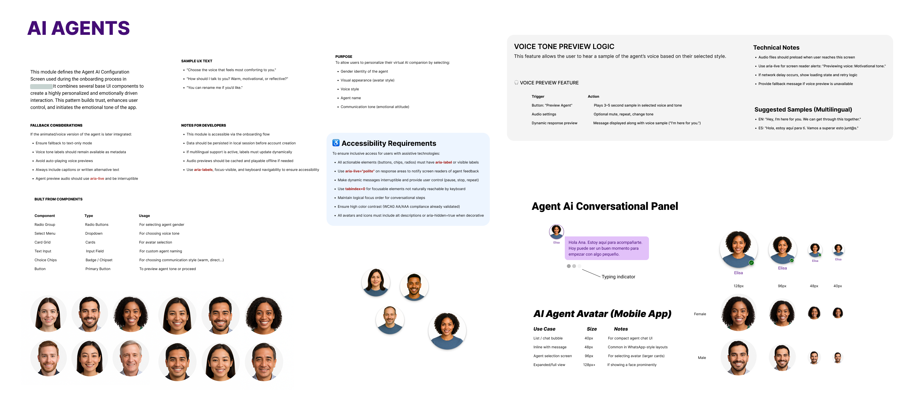 AI agent configuration panel from the design system