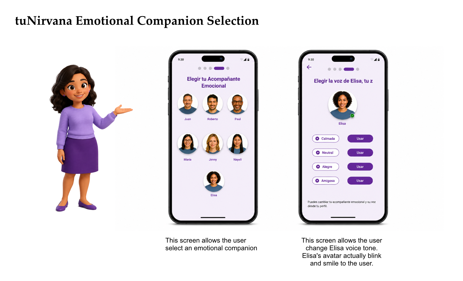 Selected onboarding phases where Luz guides the user